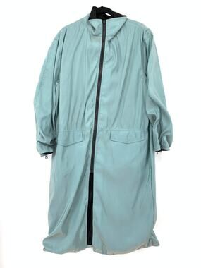 Mycra Pac One Trench Coat Jacket Reversible Womens Sz M/L Iridescent Blue